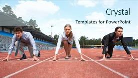  Presentation with ready - Slide deck consisting of sports leadership - row of business people getting background and a sky blue colored foreground