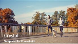  Presentation with fitness - Beautiful theme featuring sports lifestyle - fitness sport people and jogging backdrop and a violet colored foreground