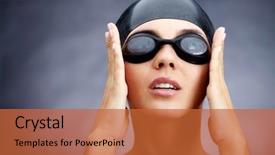  Presentation with swimming - Cool new presentation theme with sports lifestyle - portrait of a young woman backdrop and a red colored foreground