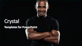  Presentation with afro - PPT theme enhanced with sports man with arms folded background and a  colored foreground