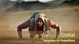  Presentation with field - Slides featuring healthy military - athletic young man exercising outdoor background and a tawny brown colored foreground