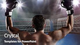  Presentation with victory sport - Audience pleasing presentation consisting of sports mma - back view of man boxer backdrop and a tawny brown colored foreground