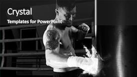  Presentation with fight two boxer boxing - Beautiful PPT theme featuring sports mma - male boxer boxing in punching backdrop and a dark gray colored foreground