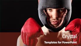  Presentation with mma - PPT layouts featuring sports mma - portrait of a handsome boxer background and a tawny brown colored foreground