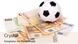  Presentation with euro - Slides consisting of sports money - small soccer ball on heap background and a lemonade colored foreground