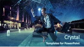  Presentation with umbrella - Colorful presentation theme enhanced with sports money - sporty businessman running backdrop and a ocean colored foreground