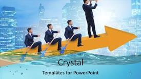  Presentation with boat - Slide deck having sports money - teamwork concept with businessmen background and a light blue colored foreground