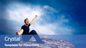  Presentation with motivation mountain - PPT layouts consisting of sports motivation - man on the top background and a teal colored foreground