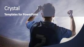  Presentation with motivation - Presentation design consisting of sports motivation - soccer player with arms raised background and a gray colored foreground