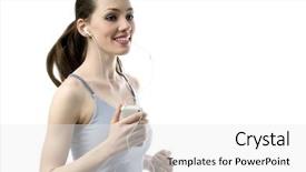  Presentation with music motivation - Presentation design consisting of sports motivation - young nice running girl listens background and a  colored foreground