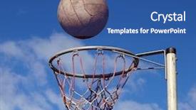  Presentation with netball - Presentation theme featuring sports netball - ball ready to drop background and a ocean colored foreground