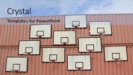  Presentation with netball - PPT layouts with sports netball - basketball basket on the red background and a light blue colored foreground