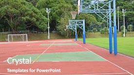  Presentation with basketball court - Theme featuring sports netball - basketball court background and a coral colored foreground