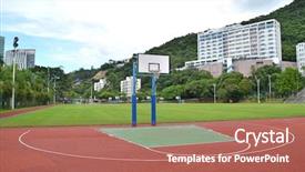  Presentation with netball - Theme with sports netball - basketball court background and a coral colored foreground