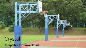  Presentation with netball - Slides having sports netball - basketball court background and a yellow colored foreground