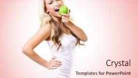  Presentation with healthy nutrition - Slide set with sports nutrient - fit and sporty girl background and a lemonade colored foreground