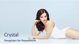  Presentation with health and weight loss - Beautiful theme featuring sports nutrition - beautiful and healthy girl backdrop and a sky blue colored foreground