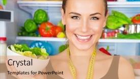 Presentation with sports nutrition - Cool new PPT layouts with sports nutrition - closeup portrait of cute smiling backdrop and a coral colored foreground