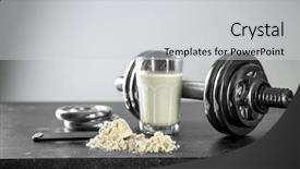  Presentation with protein - PPT theme having sports nutrition - composition with protein powder background and a light gray colored foreground