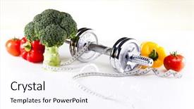  Presentation with sports nutrition - PPT theme featuring sports nutrition - fitness diet vitamins background and a sky blue colored foreground