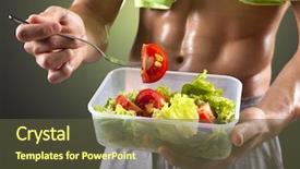  Presentation with black man - Amazing theme having sports nutrition - fitness man holding a bowl backdrop and a tawny brown colored foreground