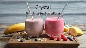  Presentation with sports nutrition - Amazing PPT theme having sports nutrition - glasses with berry protein shakes backdrop and a light gray colored foreground