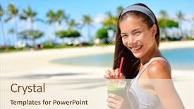  Presentation with running race - Presentation design having sports nutrition - green detox smoothie - woman background and a cream colored foreground
