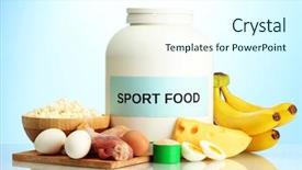  Presentation with sports nutrition - Slides featuring sports nutrition - jar of protein powder background and a white colored foreground