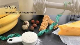  Presentation with protein - Slide deck enhanced with sports nutrition - scoop with protein powder background and a coral colored foreground