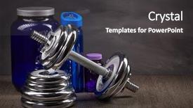  Presentation with nutrition supplements - Amazing PPT layouts having sports nutrition supplements and dumbbells backdrop and a  colored foreground