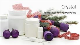  Presentation with sports nutrition - Beautiful slides featuring sports nutrition supplements dumbbells fir backdrop and a  colored foreground