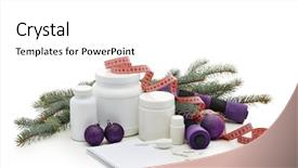  Presentation with sports nutrition - Colorful PPT layouts enhanced with sports nutrition supplements dumbbells fir backdrop and a  colored foreground