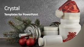 Presentation with sports nutrition - Beautiful presentation featuring sports nutrition supplements dumbbells fir backdrop and a  colored foreground