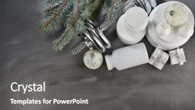  Presentation with sports nutrition - Colorful PPT theme enhanced with sports nutrition supplements dumbbells fir backdrop and a  colored foreground