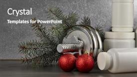  Presentation with nutrition supplements - Cool new presentation with sports nutrition supplements dumbbells fir backdrop and a  colored foreground