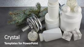  Presentation with nutrition supplements - Beautiful presentation theme featuring sports nutrition supplements dumbbells fir backdrop and a  colored foreground