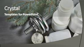 Presentation with sports nutrition - Presentation theme having sports nutrition supplements dumbbells fir background and a  colored foreground
