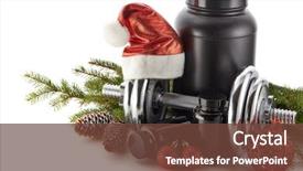  Presentation with nutrition supplements - Audience pleasing PPT theme consisting of sports nutrition supplements dumbbells fir backdrop and a tawny brown colored foreground