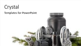  Presentation with sports nutrition - Slide set featuring sports nutrition supplements dumbbells fir background and a  colored foreground