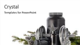 Presentation with sports nutrition - Cool new slide deck with sports nutrition supplements dumbbells fir backdrop and a  colored foreground