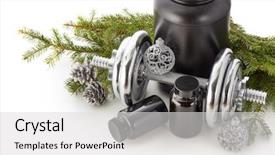 Presentation with sports nutrition - Beautiful theme featuring sports nutrition supplements dumbbells fir backdrop and a  colored foreground