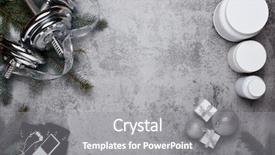  Presentation with sports nutrition - Theme featuring sports nutrition supplements dumbbells gift background and a gray colored foreground