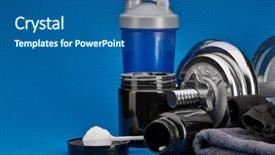  Presentation with nutrition supplements - Theme featuring sports nutrition supplements dumbbells background and a ocean colored foreground