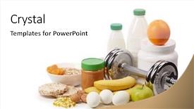  Presentation with food supplements - Colorful slide deck enhanced with sports nutrition supplements healthy food backdrop and a  colored foreground