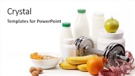  Presentation with food sport - Slide deck featuring sports nutrition supplements healthy food background and a white colored foreground