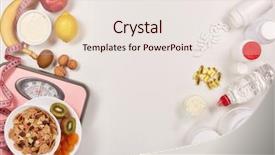  Presentation with food supplements - Colorful PPT theme enhanced with sports nutrition supplements healthy food backdrop and a lemonade colored foreground