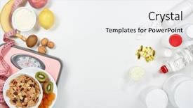  Presentation with food sport - Presentation theme enhanced with sports nutrition supplements healthy food background and a white colored foreground