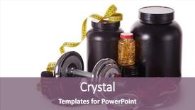  Presentation with nutrition supplements - Slides having sports nutrition supplements sport accessories background and a violet colored foreground