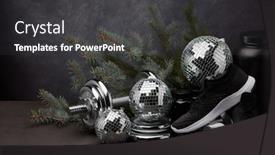  Presentation with nutrition supplements - Colorful slide deck enhanced with sports-nutrition-supplements-sports-equipment backdrop and a dark gray colored foreground