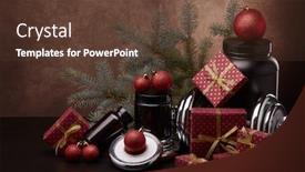  Presentation with nutrition supplements - PPT theme having sports-nutrition-supplements-sports-equipment background and a tawny brown colored foreground